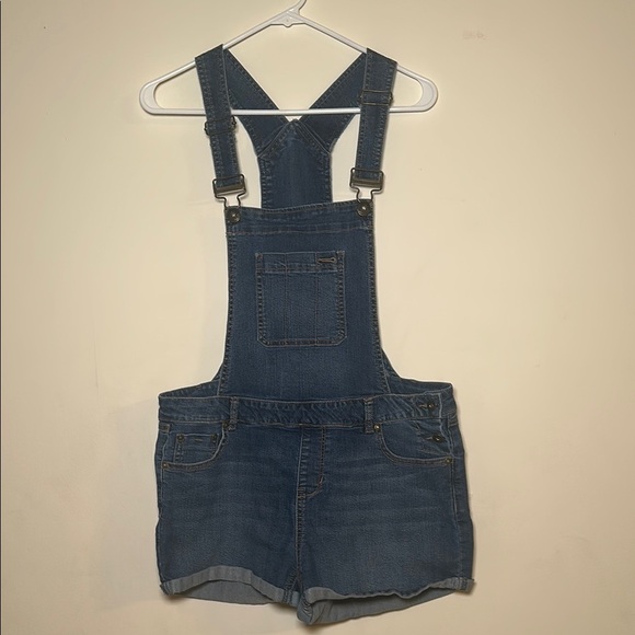 Denim Overall Shorts - Picture 1 of 5